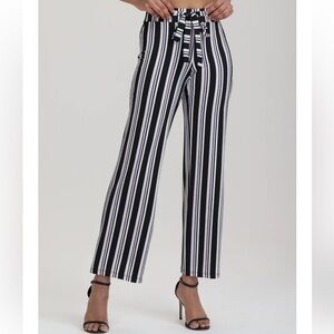 NEW 89th AND MADISON Wide Leg Drawstring Pants in Lavender/Black/White Stripes